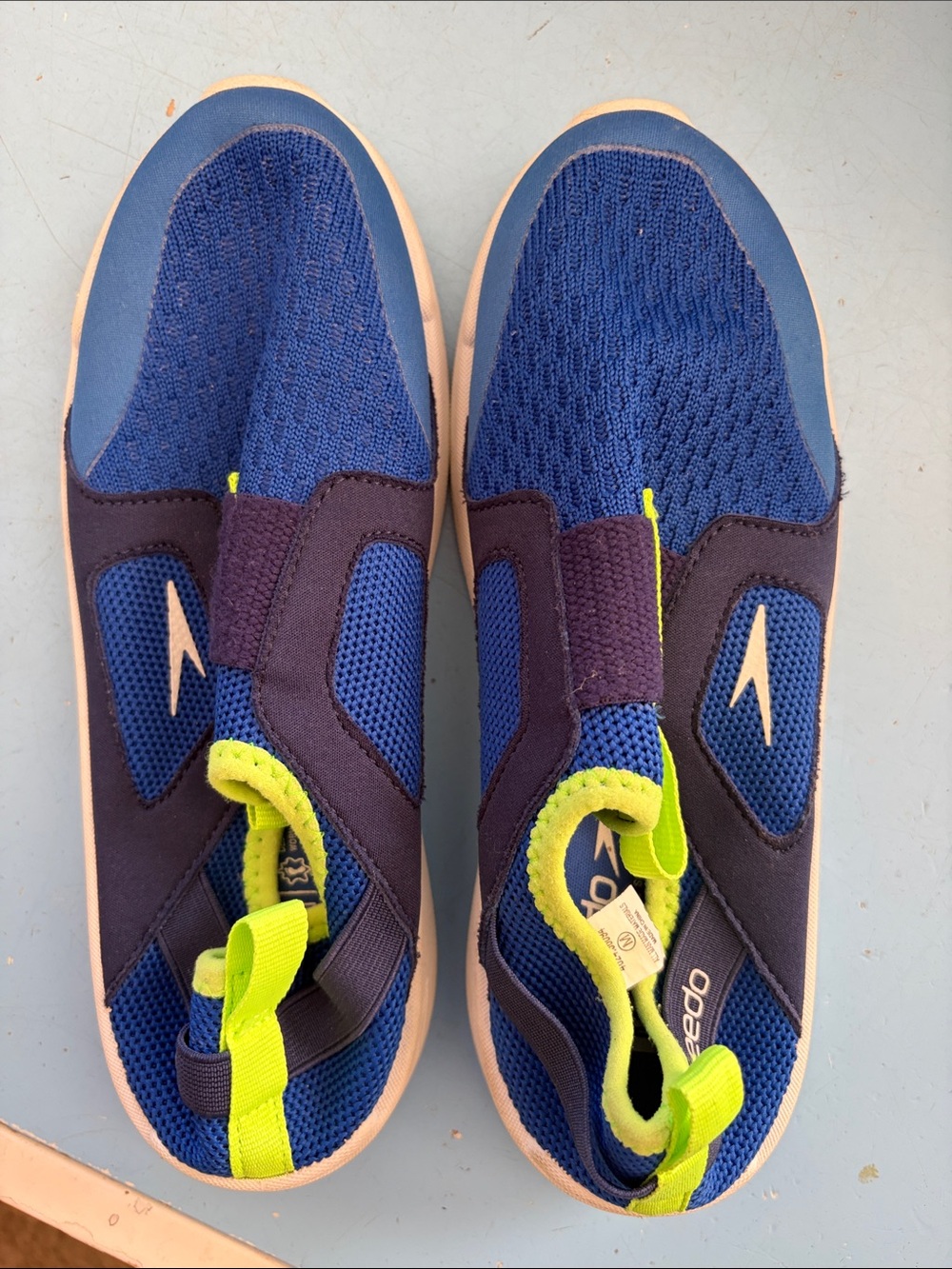 Speedo Kids Navy and Neon Green Slip-On Water Shoes